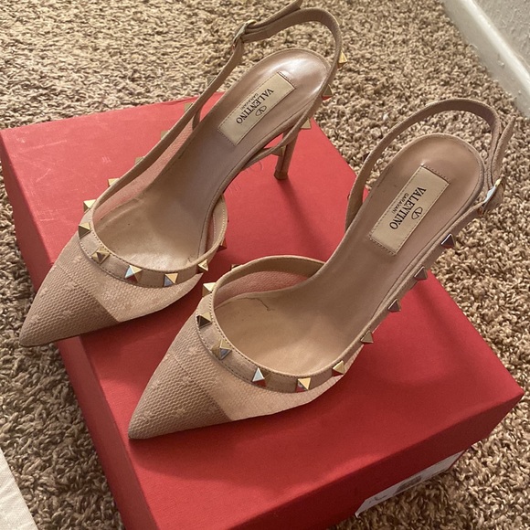 Valentino Rockstud Mesh Lace Slingback Sling Strap Sandal - Picture 14 of 14